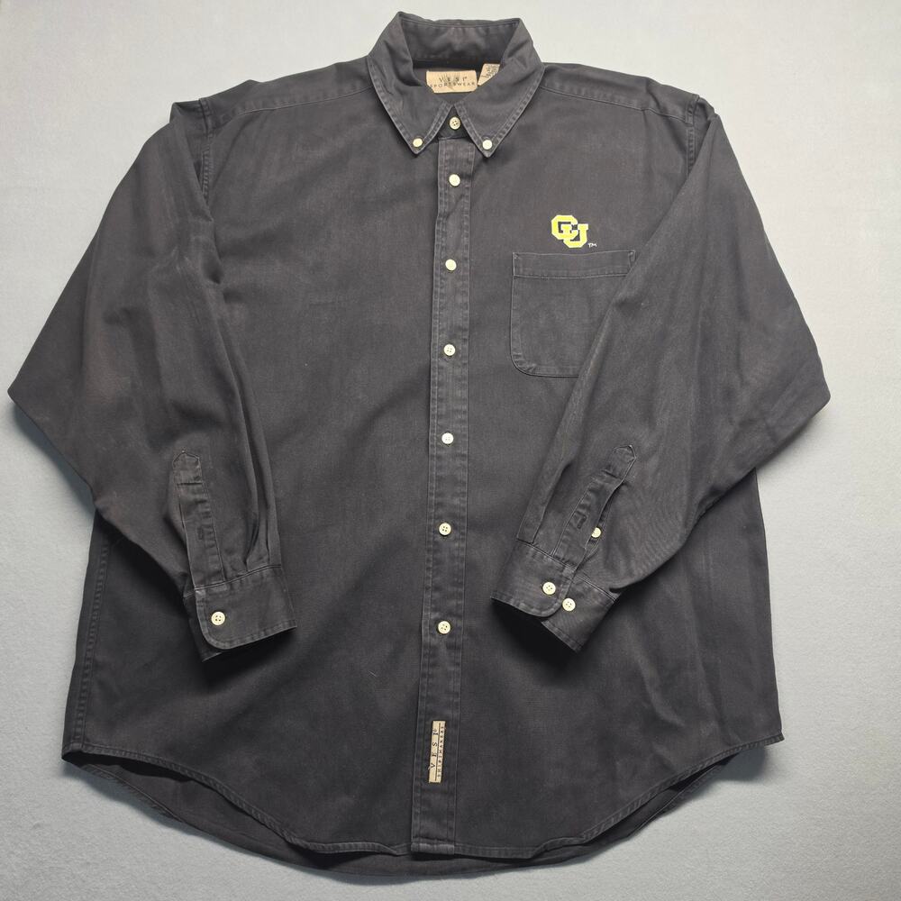 Vesi Sportswear CU Boulder Buffs Black Long Sleeve Button Down Shirt L